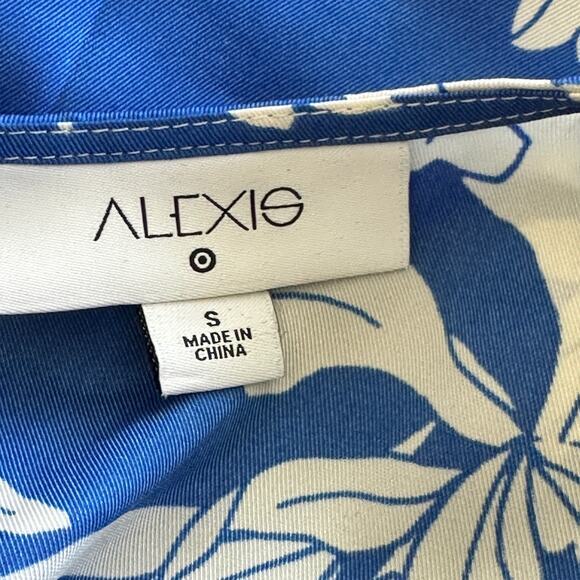 Alexis for Target Blue Floral Print Swing satin Mini dress size S - Picture 3 of 10